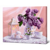 Tablou pe numere Art Gallery Premium Buchet de liliac la ceai 40x50cm (GX30788)