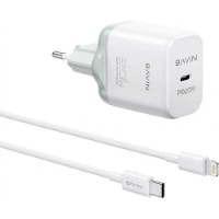 Зарядное устройство Bavin Wall Charger + Type-C to Lightning White (PC2106L-20W-PD)