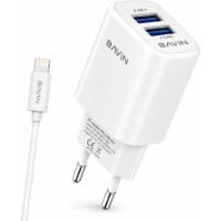 Зарядное устройство Bavin Wall Charger Dual + Lightning White (PC913L)