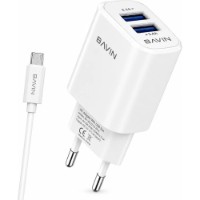 Зарядное устройство Bavin Wall Charger Dual + Micro-USB White (PC913Y)