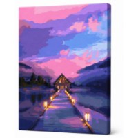 Картина по номерам Art Gallery Premium Лиловое небо и домик 40x50cm (GX44127)