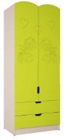 Детский шкаф Миф Юниор-3 Лайм/Дуб Белёный