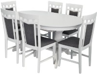 Set masă și scaune Evelin HV-33V White + 6 стульев Deppa R White/NV-10WP Grey