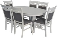 Комплект для столовой Evelin HV-33V White + 6 стульев HV-3167 White/NV-10WP Grey