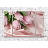 Pictură Magic Color Bouquet of tulips on Pink silk (500161)