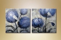 Pictură Magic Color Diptych Blue flowers (2619653)