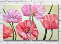 Pictură Magic Color Diptych Pink and Red poppies (3428038)