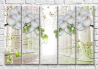 Pictură Magic Color Orchid branches against the background of columns in perspective (3551873)