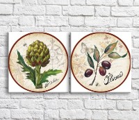 Картина ArtPoster Olives and artichokes against a background of butterflies and patterns (3478754)