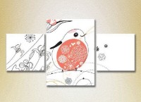 Картина Magic Color Triptych Fat Bird and Flowers (2229744)