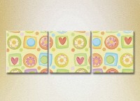 Pictură Magic Color Triptych Flowers and hearts (2229565)