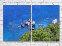 Pictură ArtPoster Rocks in the sea forest on the shore (3453810)
