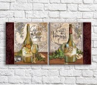 Картина ArtPoster White wine bottle and grapes on architecture background (3478714)