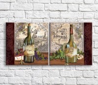 Картина ArtPoster Wine bottle and grapes on architecture background (3478716)