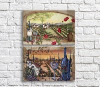 Картина ArtPoster Wine bottle and grapes on the background of the field (3478778)
