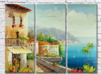 Картина Rainbow House with a balcony overlooking the sea (3485188)