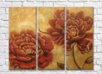 Картина Rainbow Orange flowers on a golden background (500499)