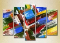 Pictură Rainbow Polyptych Abstraction blue red 12 (2231694)