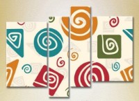 Pictură Rainbow Polyptych Abstraction Geometric Shapes 05 (2230556)