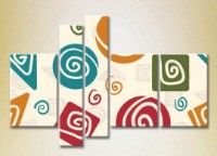 Pictură Rainbow Polyptych Abstraction Geometric Shapes 08 (2231848)