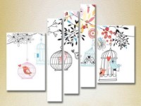 Картина Rainbow Polyptych Birds Cages and Trees 05 (2231802)