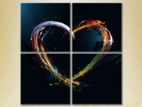 Pictură Rainbow Polyptych Multicolored Heart (2230386)