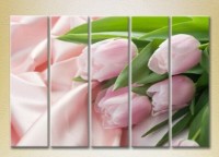 Картина Rainbow Polyptych Pink tulips on silk fabric 05 (2932875)