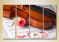 Pictură Rainbow Polyptych Rose petals and violin (2932304)