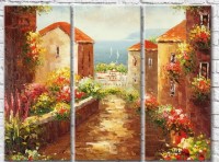 Картина Gallerix Flower alley to the sea along the houses (3485203)