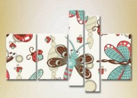 Картина Rainbow Polyptych Texture of the butterfly and dragonfly 04 (2231820)