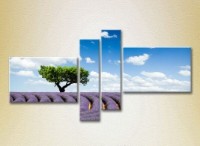 Pictură Rainbow Polyptych Tree in a lavender field 01 (2223667)