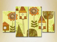 Картина Rainbow Polyptych Trees and Birdhouses 02 (2230574)