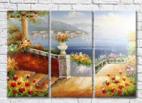 Pictură Rainbow Staircase leading to the sea and flowers (3485185)