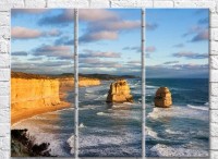 Картина Rainbow Steep seashore and two rocks (3469166)