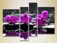 Pictură Gallerix Polyptych Purple orchids on stones (2932362)