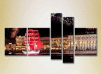 Pictură Gallerix Polyptych Yacht Scarlet Sails 04 (2224557)