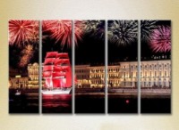 Pictură Gallerix Polyptych Yacht Scarlet Sails 08 (2224565)