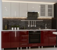 Кухонный гарнитур Bafimob Iulia (High Gloss) 2.6m Beige/Bordo