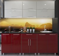 Bucătărie Bafimob Modern (High Gloss) 1.8m no glass Beige/Bordo