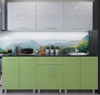 Кухонный гарнитур Bafimob Modern (High Gloss) 1.8m no glass White/Green