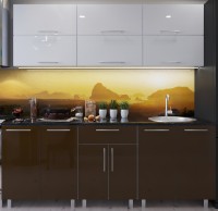 Кухонный гарнитур Bafimob Modern (High Gloss) 2.0m no glass White/Brown