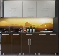 Кухонный гарнитур Bafimob Modern (High Gloss) 2.2m no glass Beige/Brown