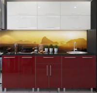 Bucătărie Bafimob Modern (High Gloss) 2.2m no glass White/Bordo