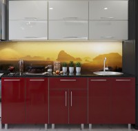 Кухонный гарнитур Bafimob Modern (High Gloss) 2.4m no glass Beige/Bordo