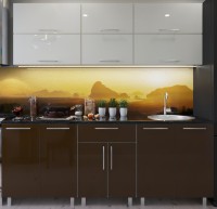 Кухонный гарнитур Bafimob Modern (High Gloss) 2.4m no glass Beige/Brown