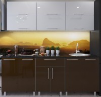 Bucătărie Bafimob Modern (High Gloss) 2.4m no glass White/Brown