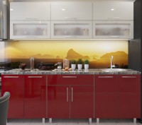 Кухонный гарнитур Bafimob Modern (High Gloss) 1.8m glass Beige/Bordo