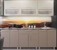 Кухонный гарнитур Bafimob Modern (High Gloss) 2.0m glass Beige/Cappucino