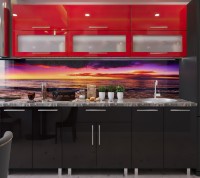 Bucătărie Bafimob Modern (High Gloss) 2.0m glass Black/Red