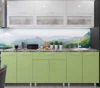 Кухонный гарнитур Bafimob Modern (High Gloss) 2.0m glass White/Green